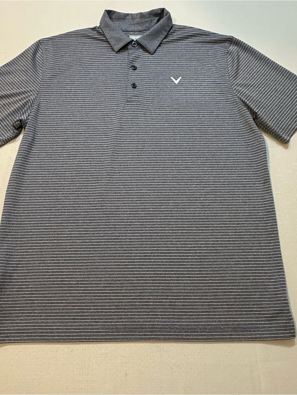 Callaway Opti Dri Gray Striped Golf Polo Size Medium